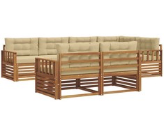 Lauko sofos komplektas su pagalve 7 pcs Natūralus ir bežinis