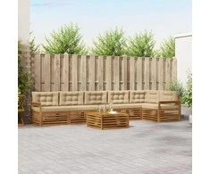 Lauko sofos komplektas su pagalve 7 pcs Natūralus ir bežinis