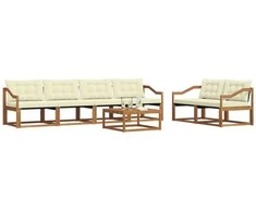 Lauko sofos komplektas su pagalve 7 pcs Natūralus ir grietinėlė