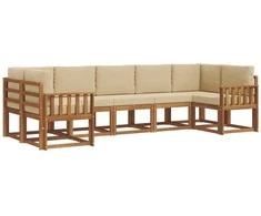 Lauko sofos komplektas su pagalve 7 pcs Natūralus ir bežinis