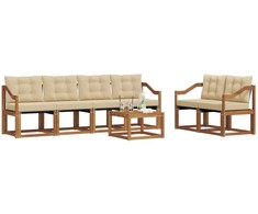 Lauko sofos komplektas su pagalve 7 pcs Natūralus ir bežinis