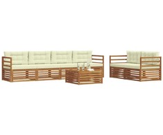 Lauko sofos komplektas su pagalve 7 pcs Natūralus ir grietinėlė