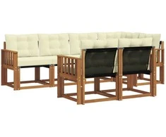 Lauko sofos komplektas su pagalve 7 pcs Natūralus ir grietinėlė