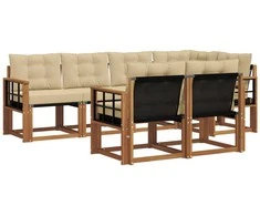 Lauko sofos komplektas su pagalve 7 pcs Natūralus ir bežinis