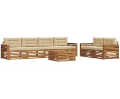 Lauko sofos komplektas 7 vnt. 6 vietos Natūralus ir bežinis