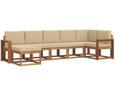 Lauko sofos komplektas su pagalve 7 pcs Natūralus ir bežinis