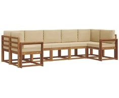 Lauko sofos komplektas su pagalve 7 pcs Natūralus ir bežinis