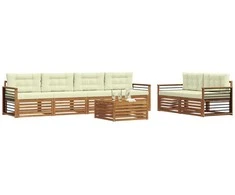 Lauko sofos komplektas su pagalve 7 pcs Natūralus ir grietinėlė