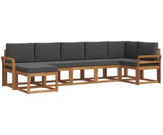 Lauko sofos komplektas su pagalve 7 pcs Natūralus ir antracitas