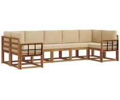 Lauko sofos komplektas su pagalve 7 pcs Natūralus ir bežinis