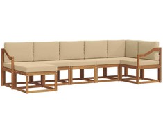 Lauko sofos komplektas su pagalve 7 pcs Natūralus ir bežinis