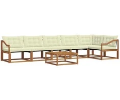 Lauko sofos komplektas su pagalve 7 pcs Natūralus ir grietinėlė