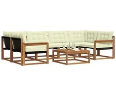 Lauko sofos komplektas su pagalve 7 pcs Natūralus ir grietinėlė