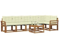 Lauko sofos komplektas su pagalve 7 pcs Natūralus ir grietinėlė