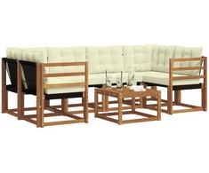 Lauko sofos komplektas su pagalve 7 pcs Natūralus ir grietinėlė