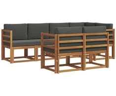 Lauko baldų komplektas Lauko sofos komplektas su pagalve 7 pcs Natūralus ir antracitas
