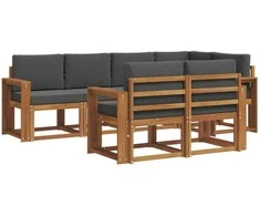 Lauko baldų komplektas Lauko sofos komplektas su pagalve 7 pcs Natūralus ir antracitas