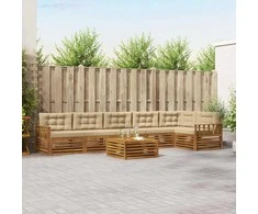 Lauko sofos komplektas su pagalve 7 pcs Natūralus ir bežinis