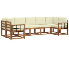 Lauko sofos komplektas su pagalve 7 pcs Natūralus ir grietinėlė