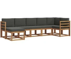 Lauko sofos komplektas su pagalve 7 pcs Natūralus ir antracitas