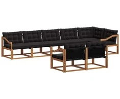 Lauko sofos komplektas su pagalve 8 pcs Natūrali ir juoda