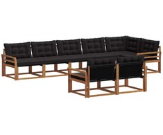 Lauko sofos komplektas su pagalve 8 pcs Natūrali ir juoda