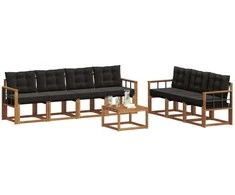 Lauko sofos komplektas su pagalve 8 pcs Natūrali ir juoda