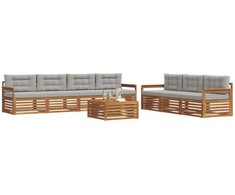 Lauko sofos komplektas 8 pcs Natūrali ir šviesiai pilka