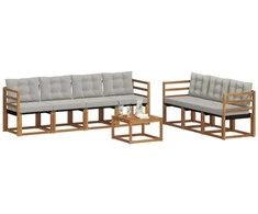Lauko sofos komplektas 8 pcs Natūrali ir šviesiai pilka