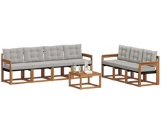 Lauko sofos komplektas 8 pcs Natūrali ir šviesiai pilka