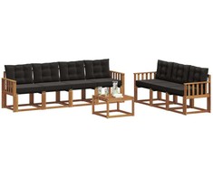 Lauko sofos komplektas su pagalve 8 pcs Natūrali ir juoda