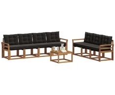 Lauko sofos komplektas su pagalve 8 pcs Natūrali ir juoda