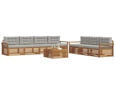 Lauko sofos komplektas 8 pcs Natūrali ir šviesiai pilka