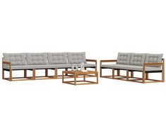 Lauko sofos komplektas 8 pcs Natūrali ir šviesiai pilka