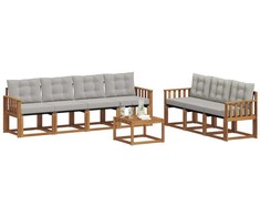 Lauko sofos komplektas 8 pcs Natūrali ir šviesiai pilka
