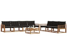 Lauko sofos komplektas su pagalve 8 pcs Natūrali ir juoda