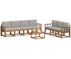 Lauko sofos komplektas 8 pcs Natūrali ir šviesiai pilka