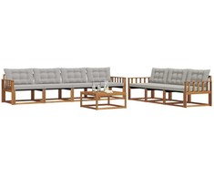 Lauko sofos komplektas 8 pcs Natūrali ir šviesiai pilka