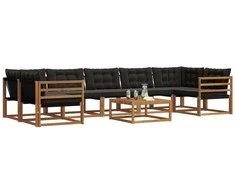 Lauko sofos komplektas su pagalve 8 pcs Natūrali ir juoda