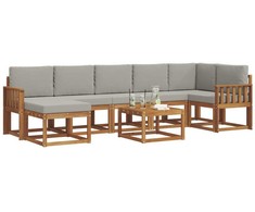 Lauko sofos komplektas 8 pcs Natūrali ir šviesiai pilka