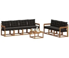 Lauko sofos komplektas su pagalve 8 pcs Natūrali ir juoda