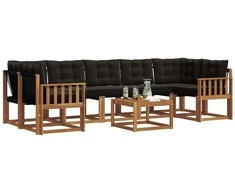 Lauko sofos komplektas su pagalve 8 pcs Natūrali ir juoda