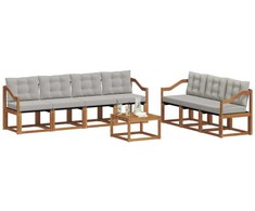 Lauko sofos komplektas 8 pcs Natūrali ir šviesiai pilka