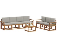 Lauko sofos komplektas 8 pcs Natūrali ir šviesiai pilka