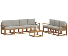 Lauko sofos komplektas 8 pcs Natūrali ir šviesiai pilka