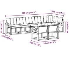 Lauko sofos komplektas 8 vnt. Natūrali ir juoda