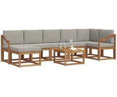 Lauko baldų komplektas Lauko sofos komplektas 8 pcs Natūrali ir šviesiai pilka