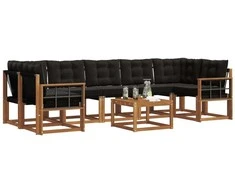 Lauko sofos komplektas su pagalve 8 pcs Natūrali ir juoda