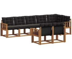 Lauko sofos komplektas su pagalve 8 pcs Natūrali ir juoda