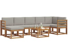 Lauko sofos komplektas 8 pcs Natūrali ir šviesiai pilka
